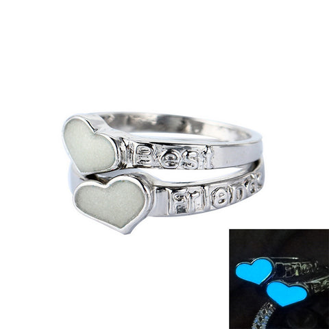 Glow In the Dark Heart Best Friend Ring