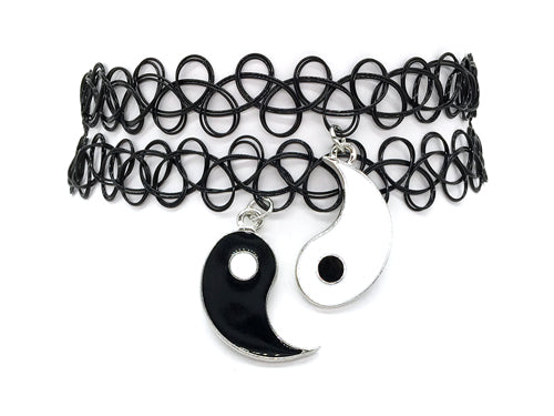 Tattoo Black Yin Yang Friendship Choker Necklace