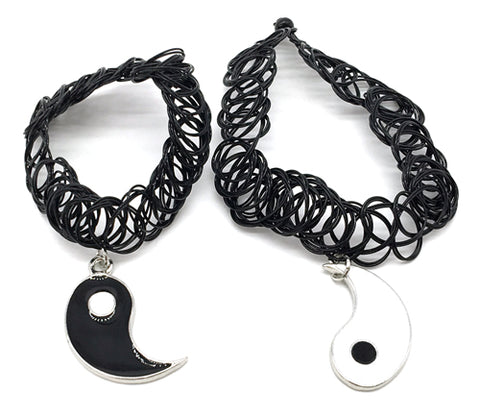 Tattoo Black Yin Yang Friendship Choker Necklace