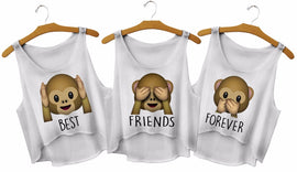 Best Friends Forever Monkey Printed Crop Top