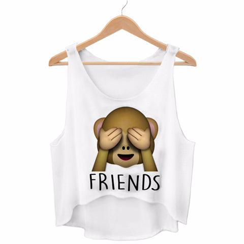 Best Friends Forever Monkey Printed Crop Top