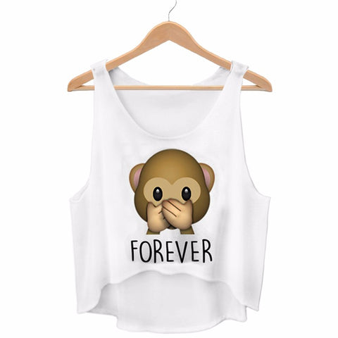 Best Friends Forever Monkey Printed Crop Top