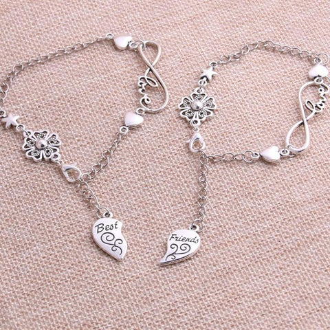 Silver Infinity Love Best Friend Charms Bracelet