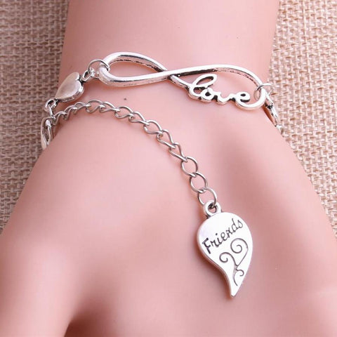 Silver Infinity Love Best Friend Charms Bracelet