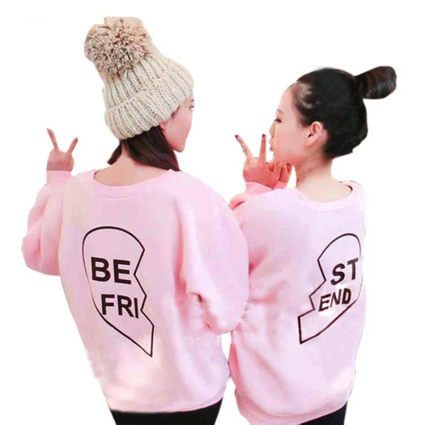 Pink Broken Letter Best Friend Sweatshirt