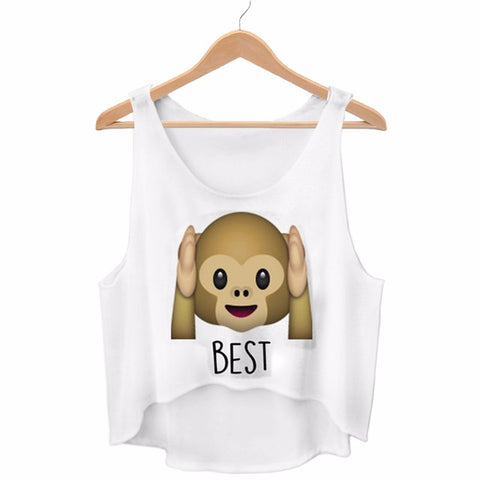 Best Friends Forever Monkey Printed Crop Top