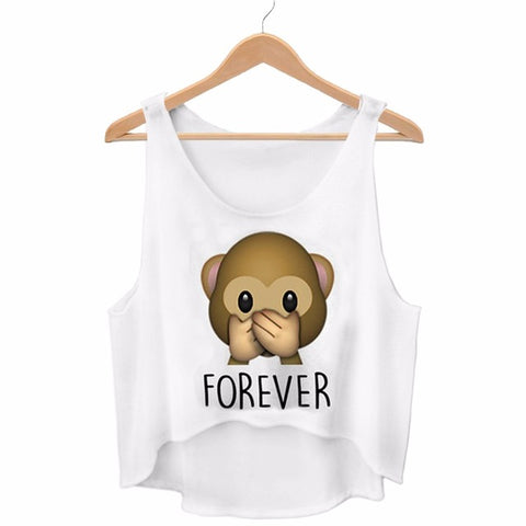 Best Friends Forever Monkey Printed Crop Top